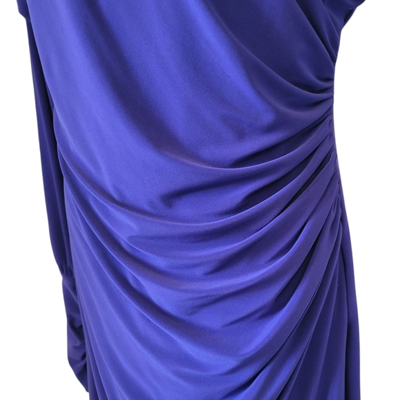 Lauren Ralph Lauren Evening Blue Long Sleeve Cold Shoulder Ruched Dress, 16 - Picture 4 of 12